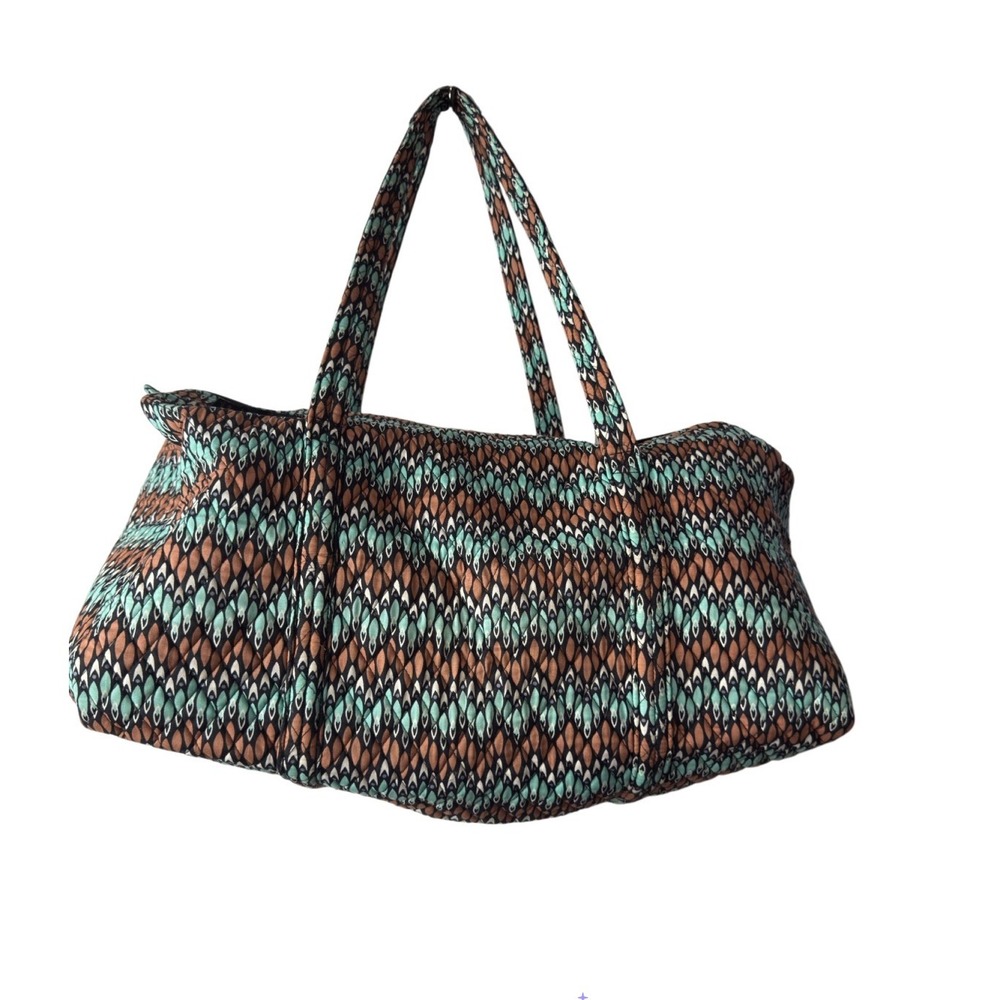 Vera Bradley Marrakesh Quilted Cotton Large Travel‎ Duffel Bag Teal Brown Black
